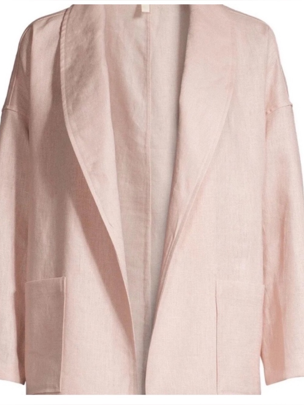 EILEEN FISHER powder PINK organic LINEN CARDIGAN BLAZER WITH POCKETS